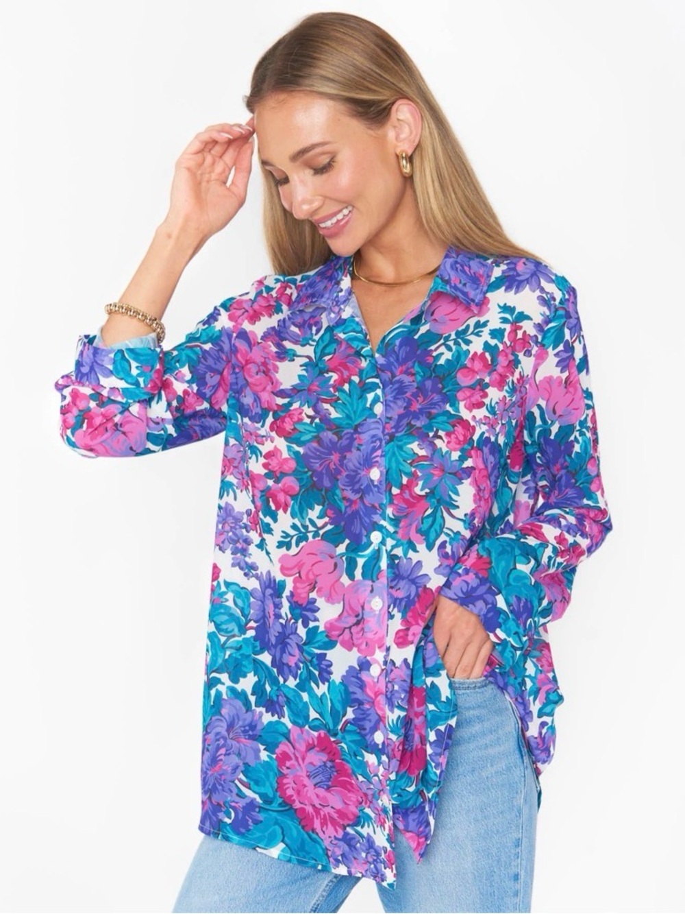 Show Me Your Mumu XS Floral Button Down Blouse Boho Cottagecore Top - Picture 2 of 4